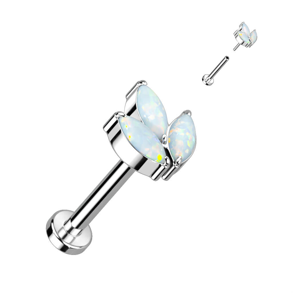 Titanio Labret Zirconi con taglio marquise Push-In