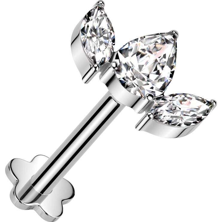 Titanium Labret 3 zirconia fan flower base Push-In