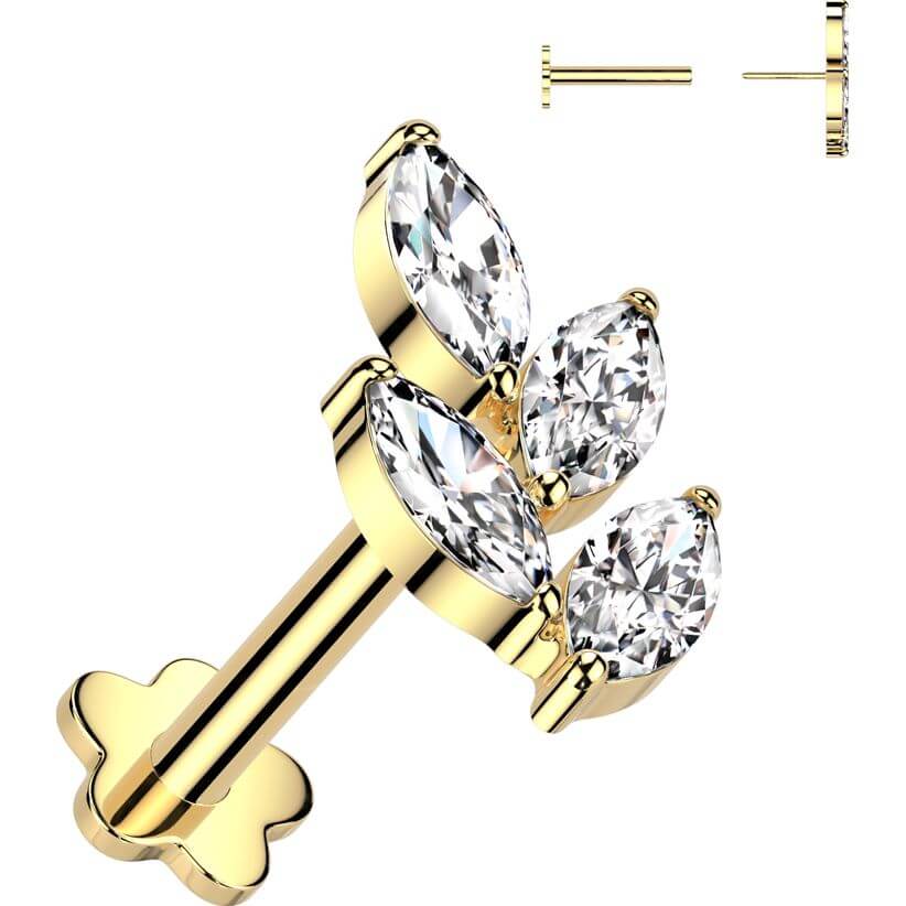 Titanium Labret leaf zirconia flower base Push-In