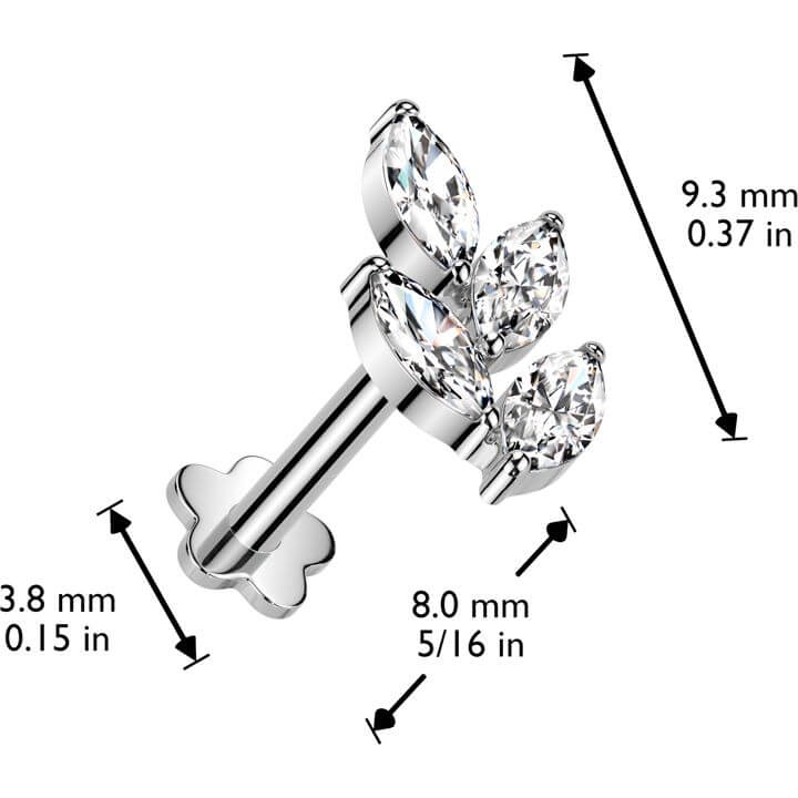 Titanium Labret leaf zirconia flower base Push-In