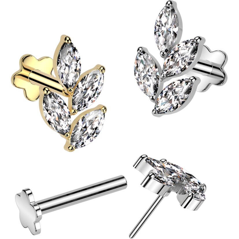 Titanium Labret leaf zirconia flower base Push-In