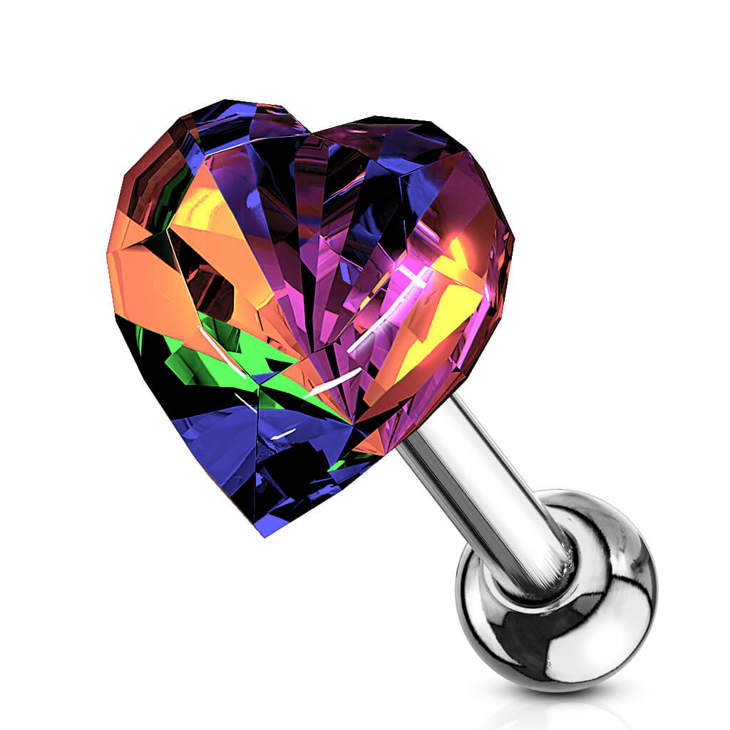 Barbell Corazón Circonita plata