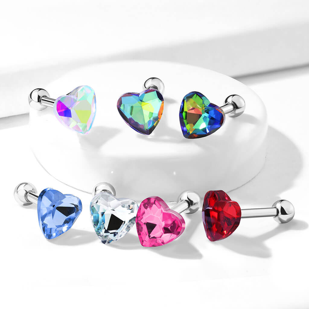 Barbell Corazón Circonita plata
