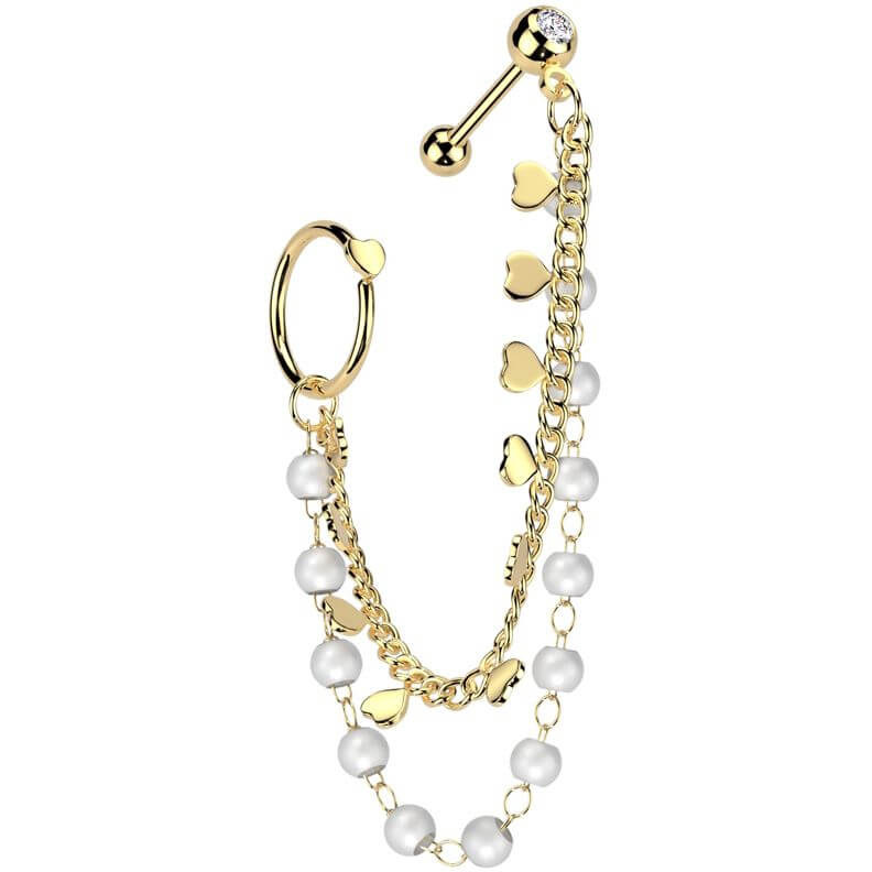 Value Pack barbell heart pearl chain heart hoop