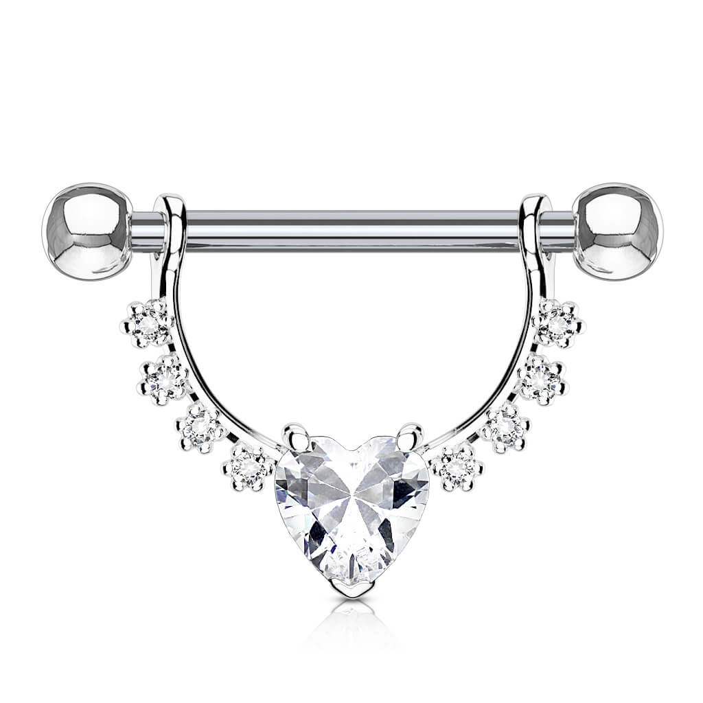 Téton Pendentif Couronne Coeur Zircone