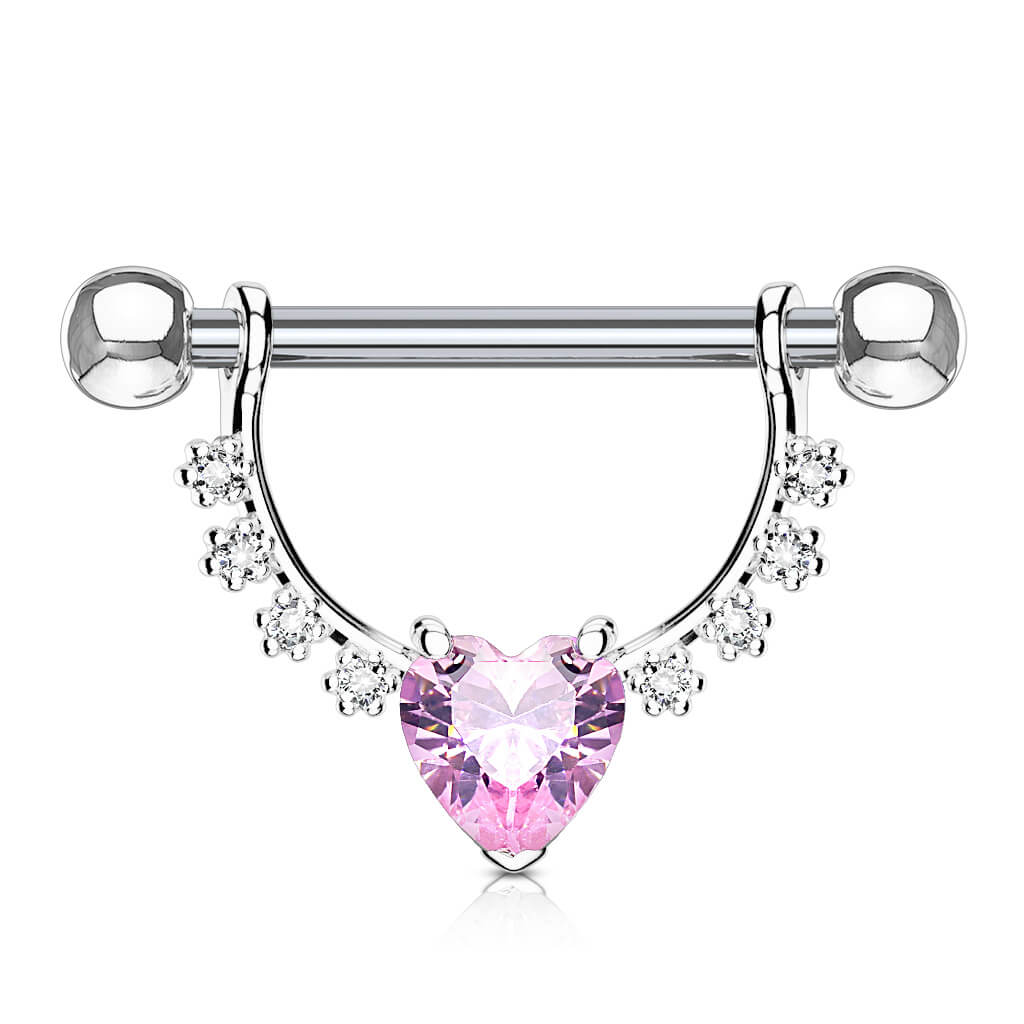 Téton Pendentif Couronne Coeur Zircone