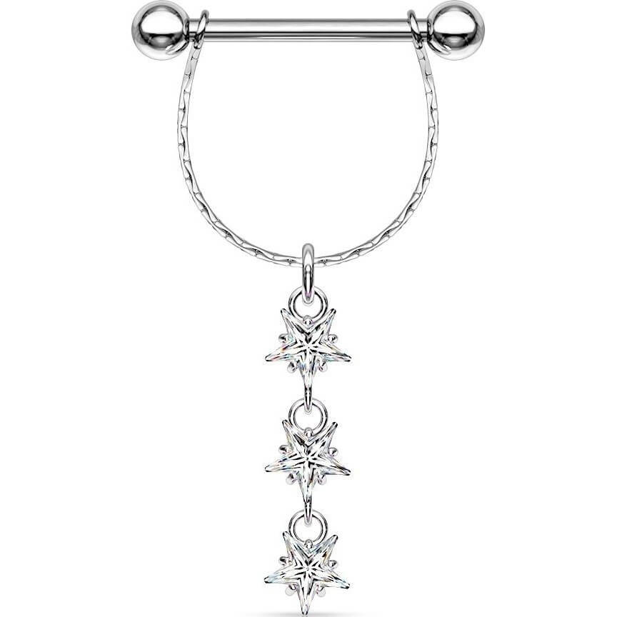 Nippelpiercing Sterne beweglich Zirkonia Silber