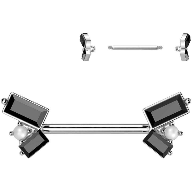 Nipple Piercing pearl baguette cut zirconia