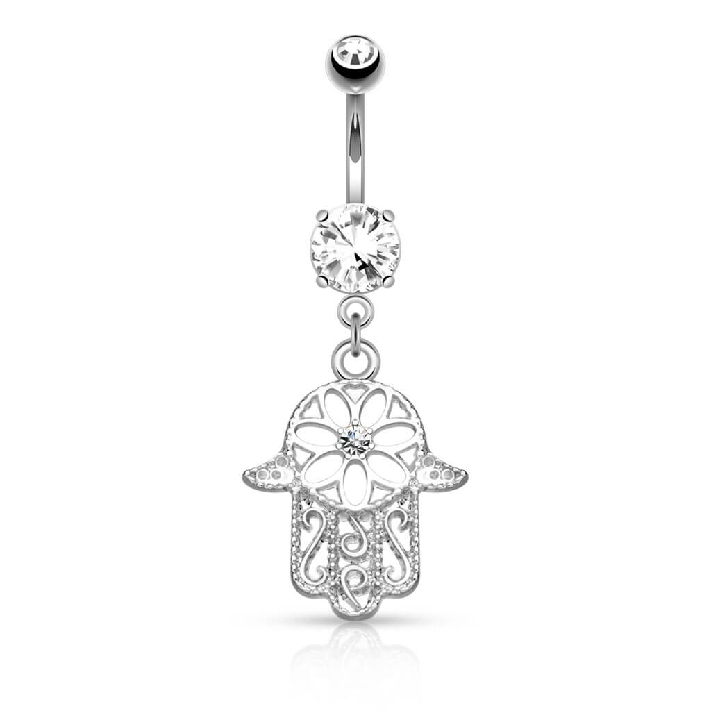 Piercing ombligo Hamsa colgante Circonita