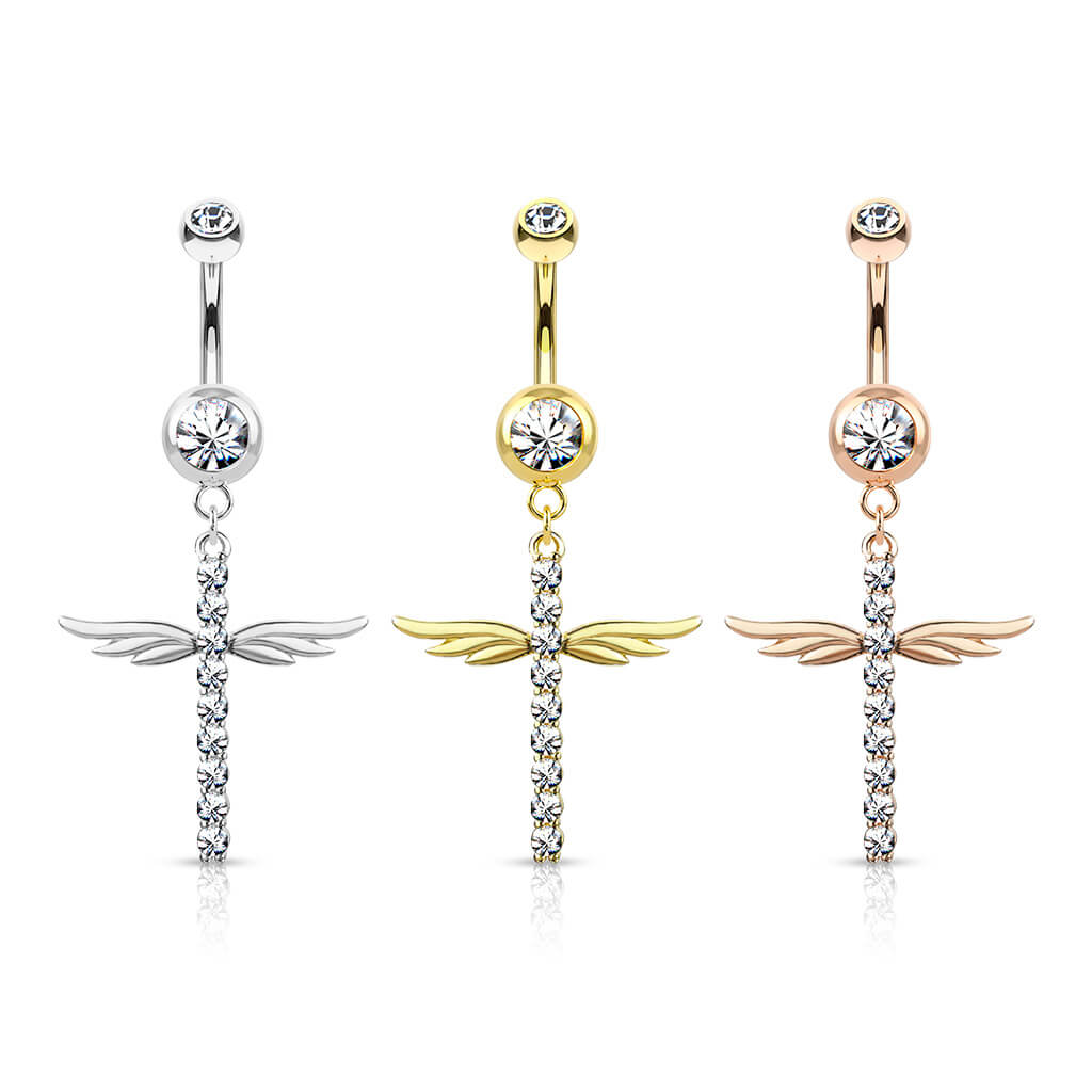 Piercing Nombril Pendentif Ailes Zircone