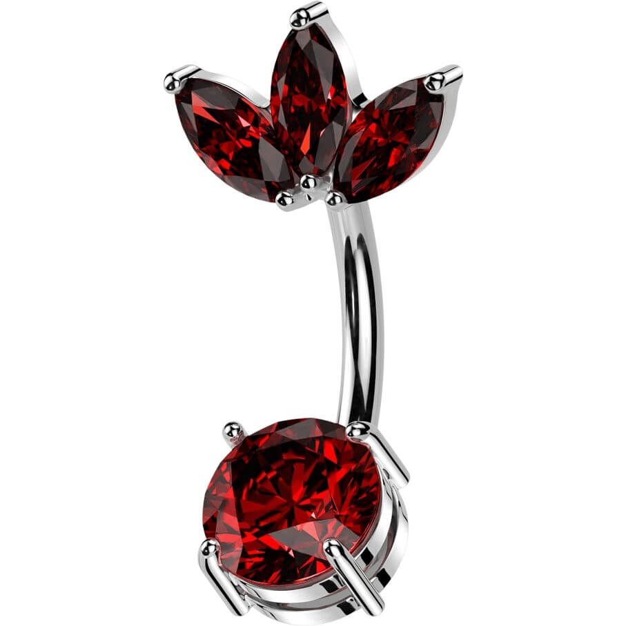 Piercing Nombril 3 zircons taillés en marquise en éventail