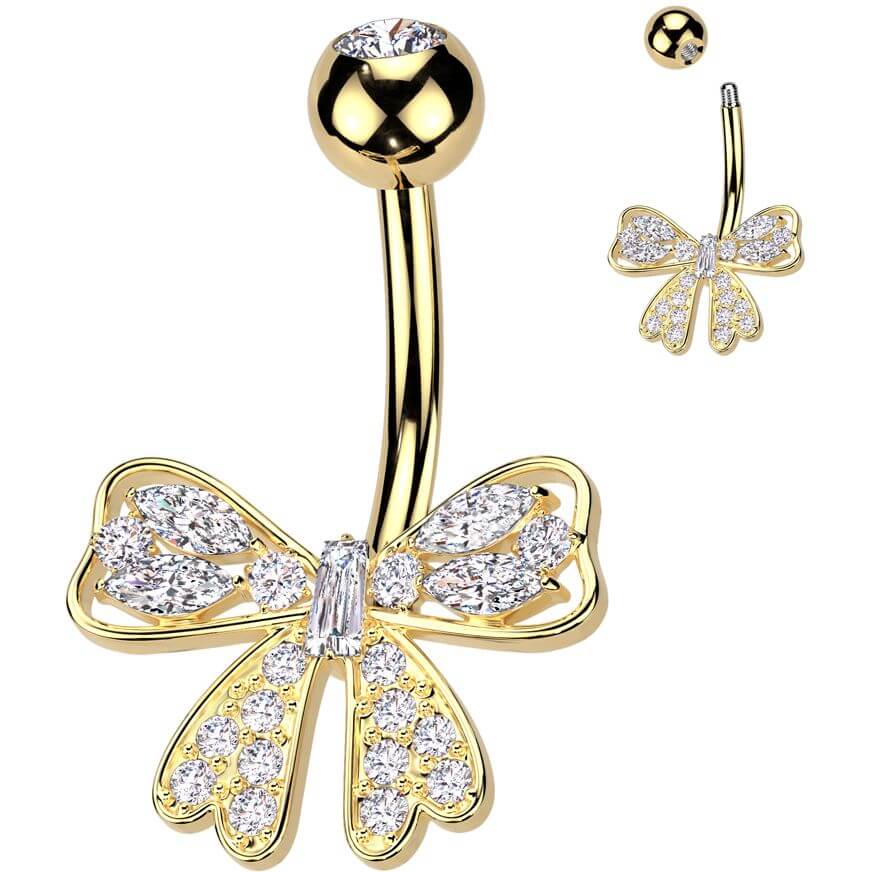 Belly Button Piercing ribbon zirconia