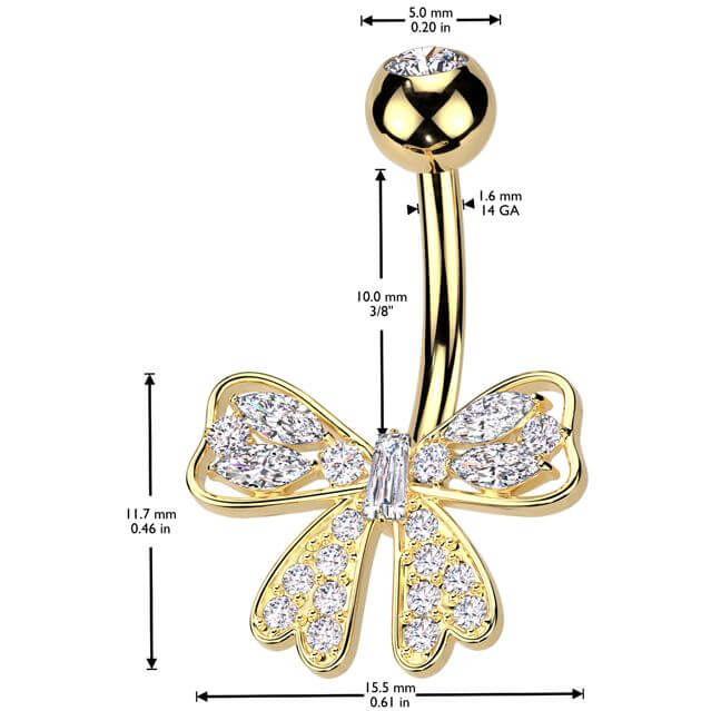 Belly Button Piercing ribbon zirconia