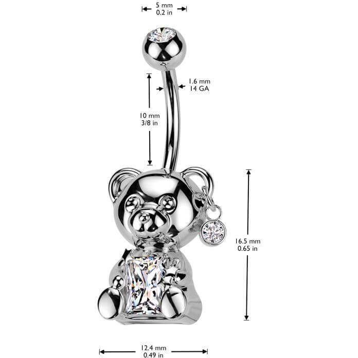 Belly Button Piercing teddy bear zirconia