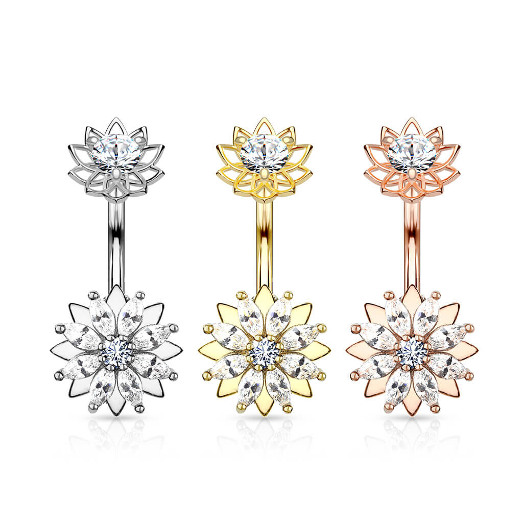 Bauchnabelpiercing Blume Zirkonia Innengewinde