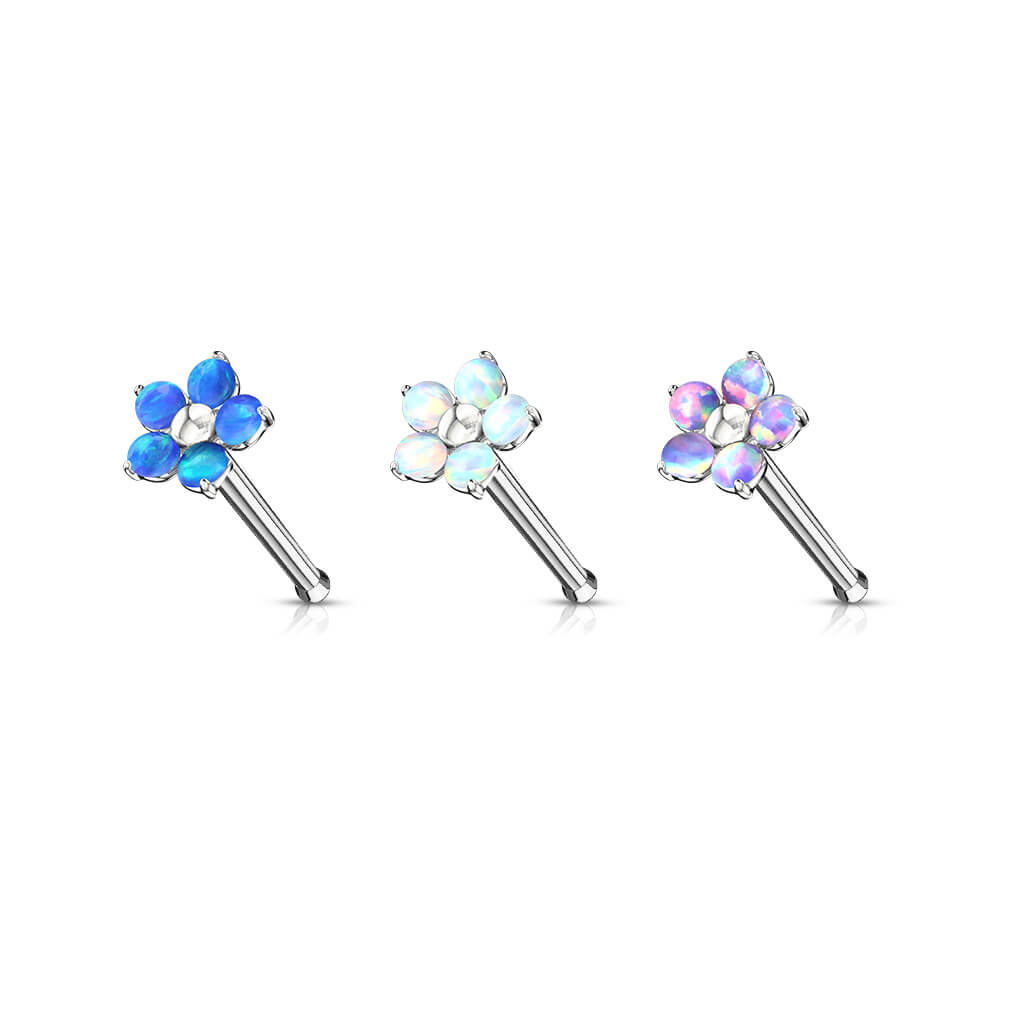 Nose Stud Flower Opal