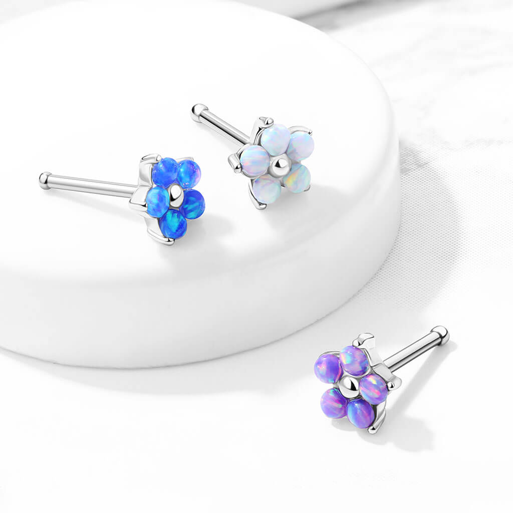 Nose Stud Flower Opal