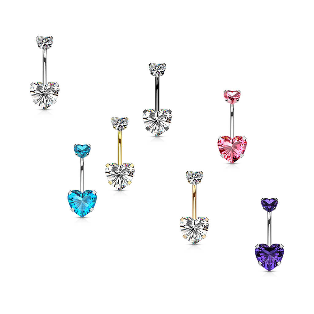 Piercing Nombril Zircone Cœur Filetage Interne