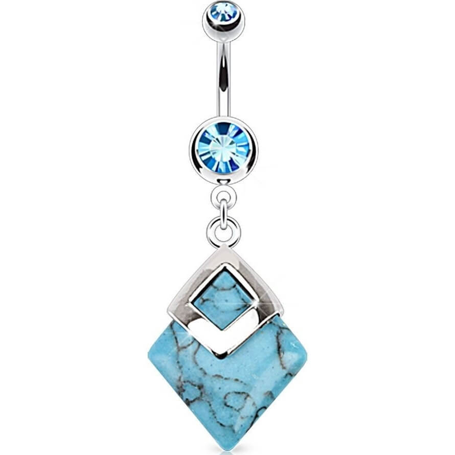 Bauchnabelpiercing Diamantform beweglich Türkis Halbedelstein