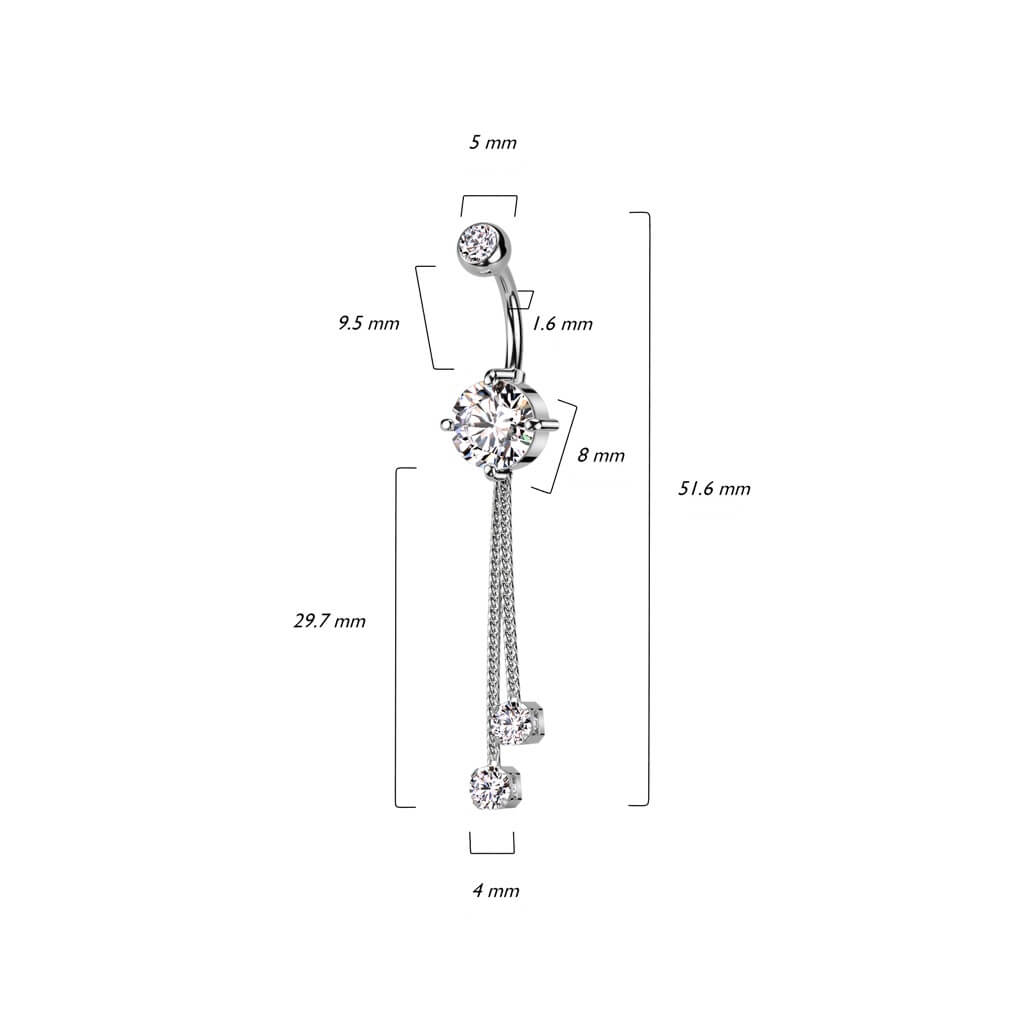 Piercing Nombril Pendentif Chaines Zircone