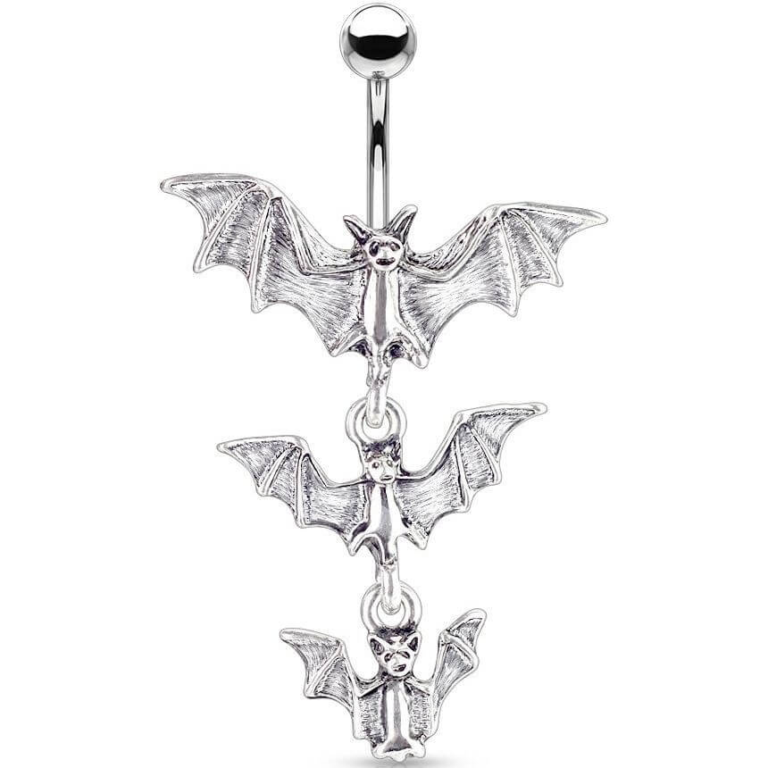 Piercing Nombril Pendentif Chauve-souris Argent