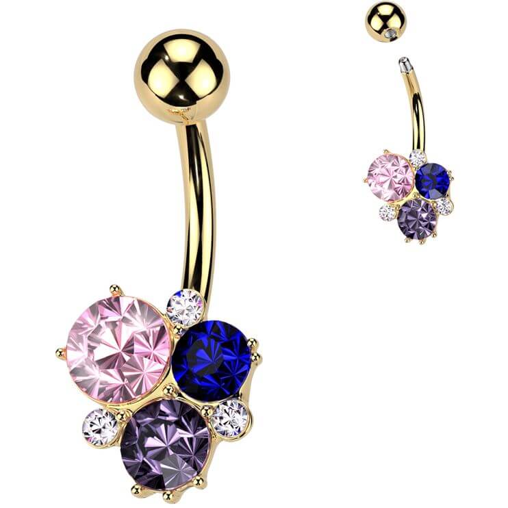 Belly Button Piercing multicolor stones