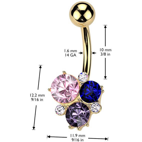 Belly Button Piercing multicolor stones