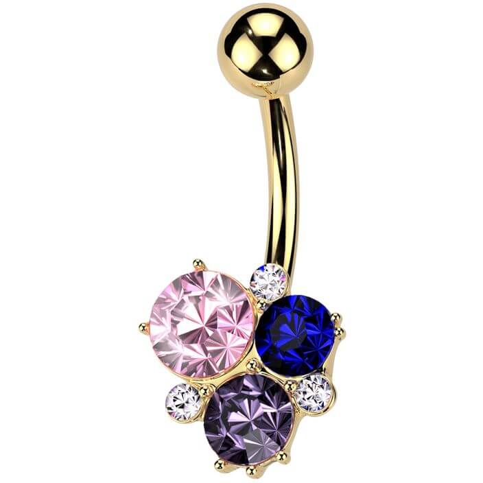 Belly Button Piercing multicolor stones