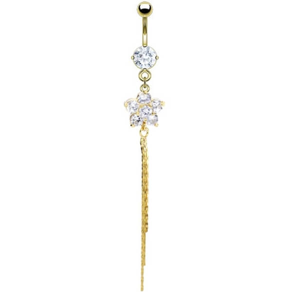 Piercing ombligo Flor colgante Circonita