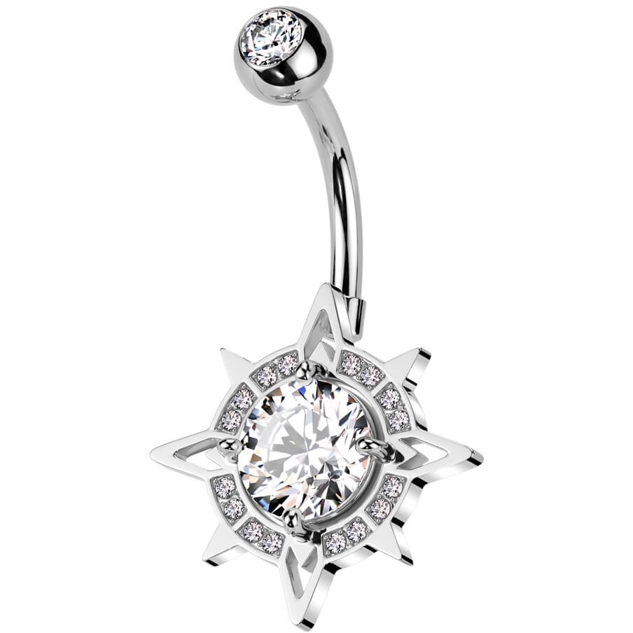 Piercing Ombelico Compass di Zirconi