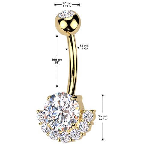 Belly Button Piercing titanium brass zirconias