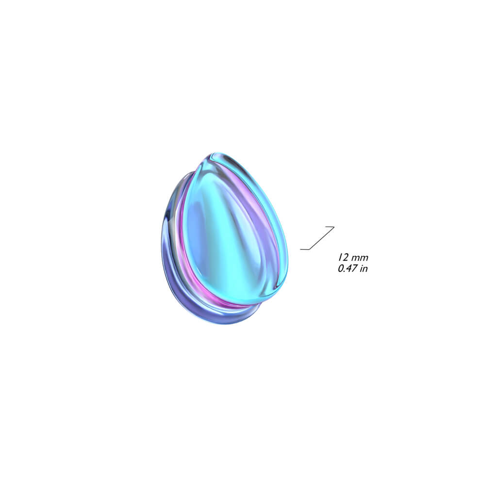 Cristal Plug Gota de vidrio iridiscente morado