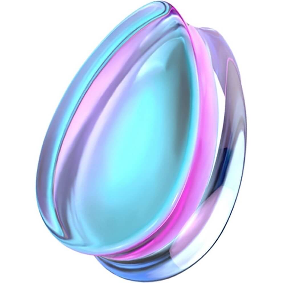 Cristal Plug Gota de vidrio iridiscente morado