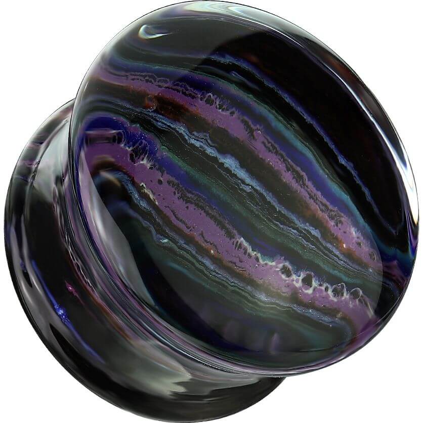Glass Plug multicolour stripes double flare