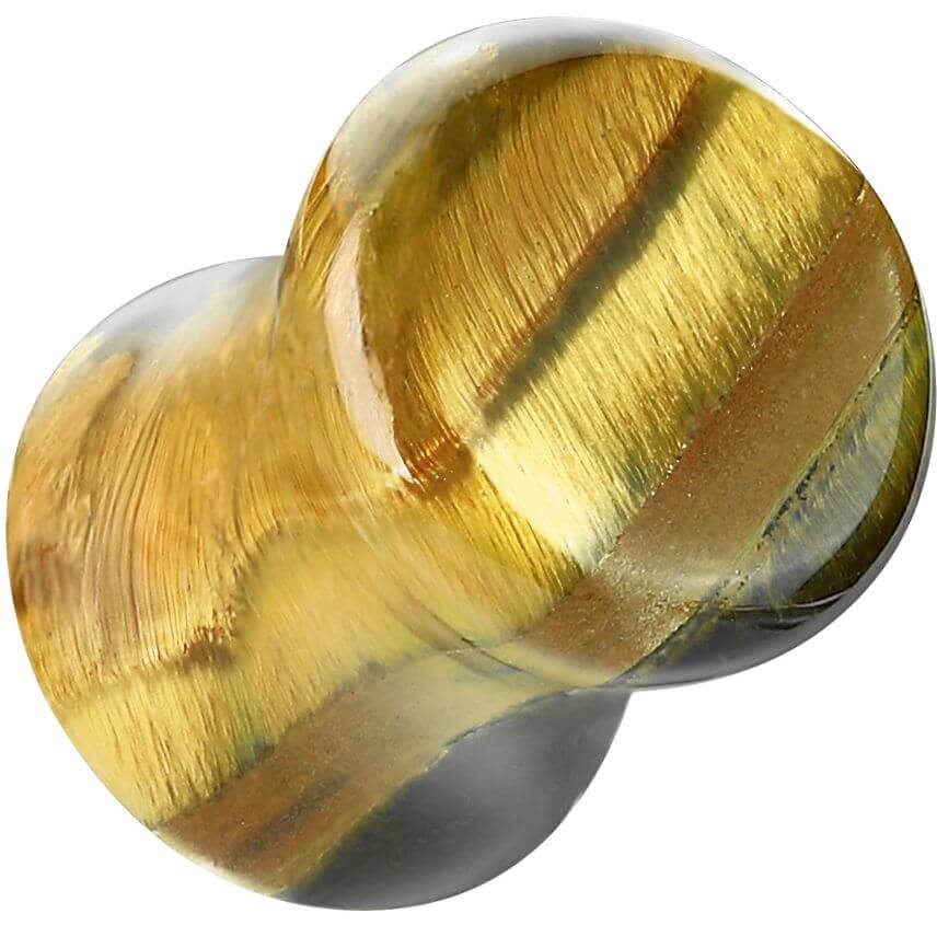 Plug tiger eye double flare semi precious stone