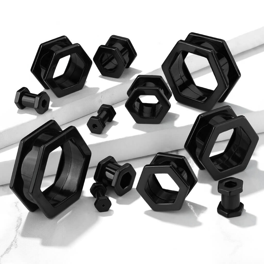 Túnel Hexágono Negro Rosca interna