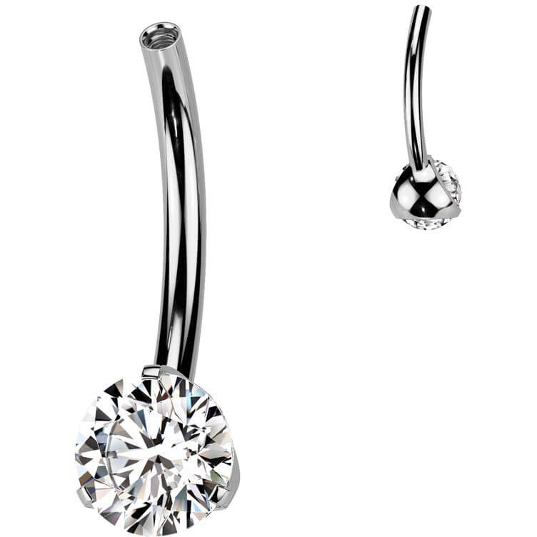 Titanium belly button pin zirconia Internally Threaded