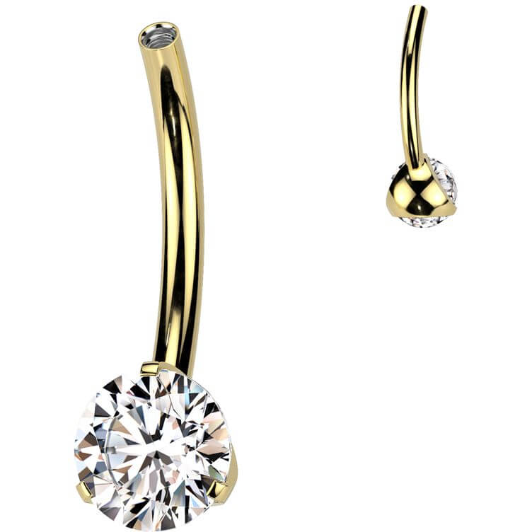 Titanium belly button pin zirconia Internally Threaded