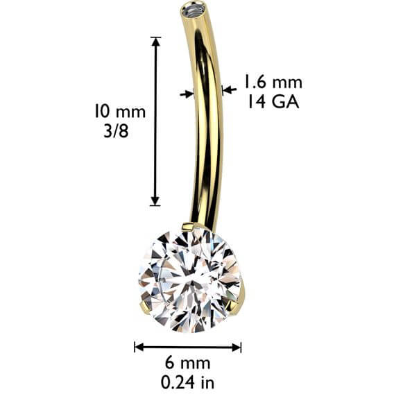 Titanium belly button pin zirconia Internally Threaded