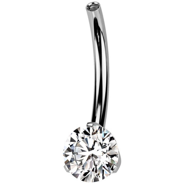 Titanium belly button pin zirconia Internally Threaded