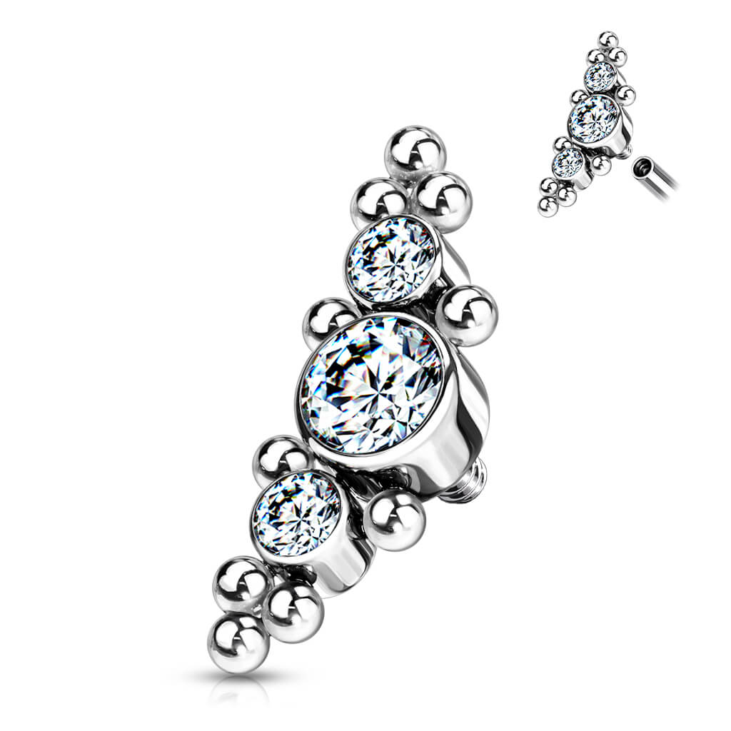 Titanium top 3 zirconias bezel setting Internally Threaded