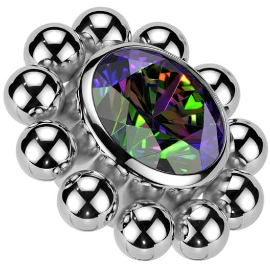 Titane Embout Fleur Zircone Filetage Interne