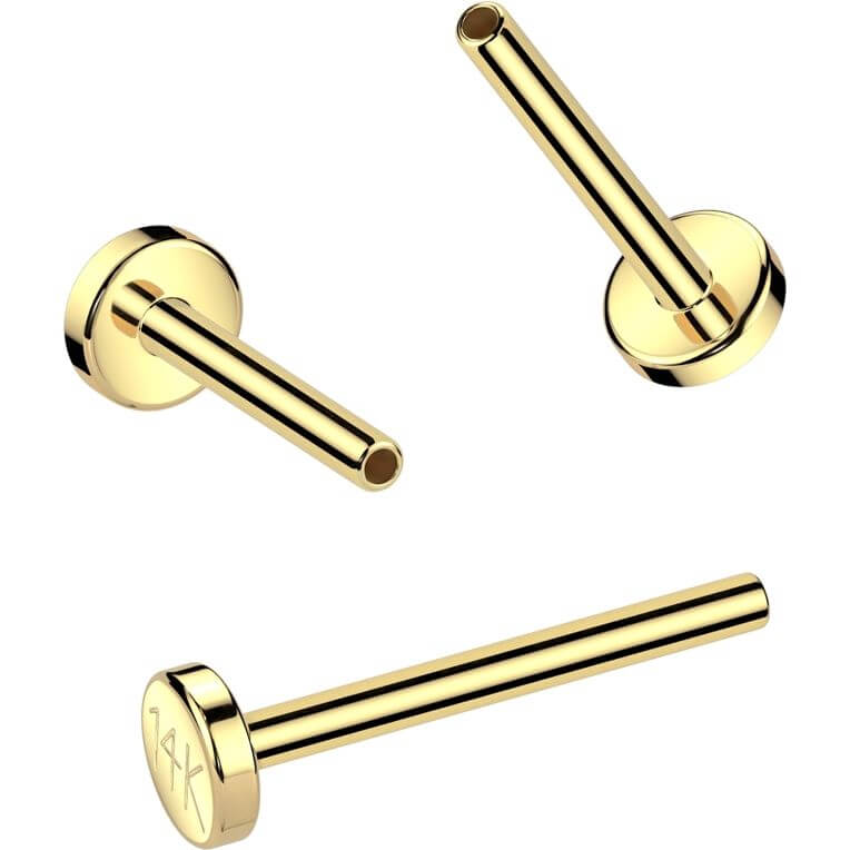 Oro 14kt Base Plana Circular Push In