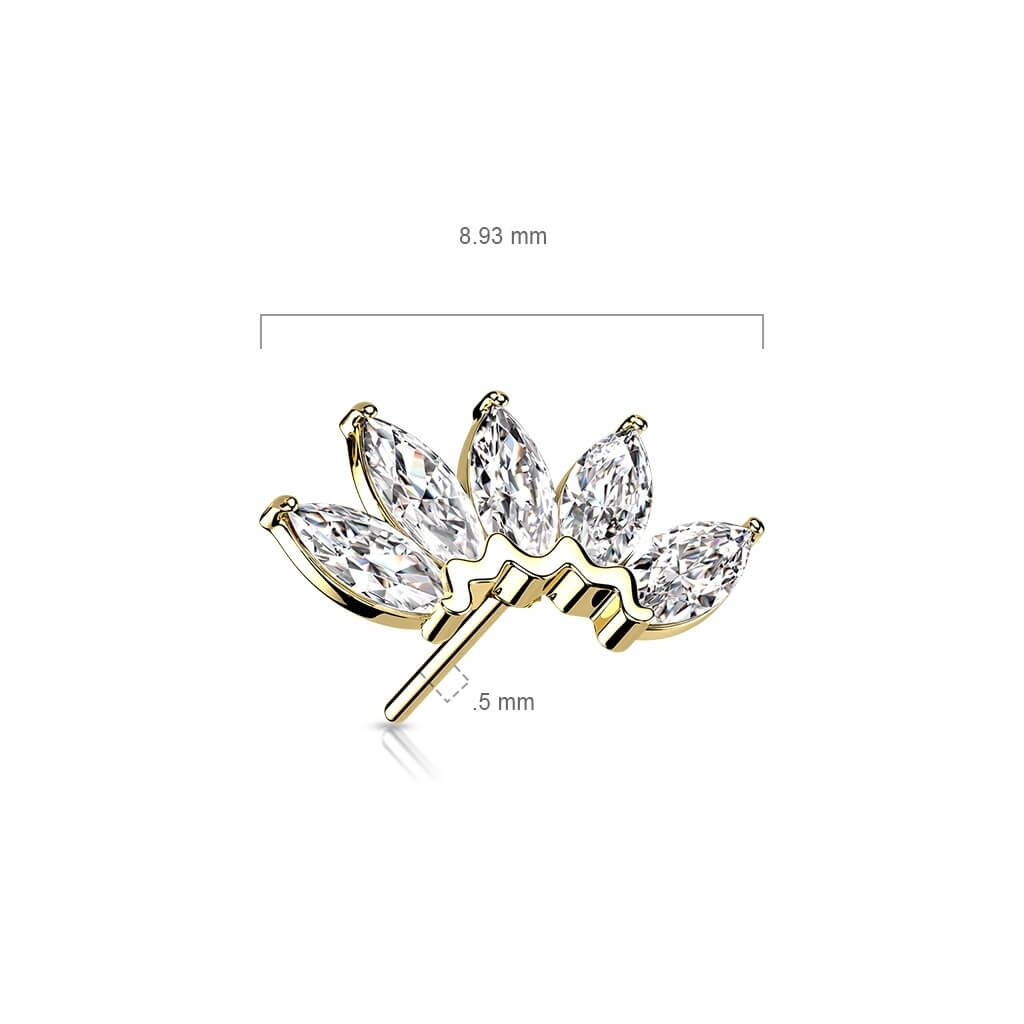 Oro 14 kt Superiore a 5 Zirconi Push-In