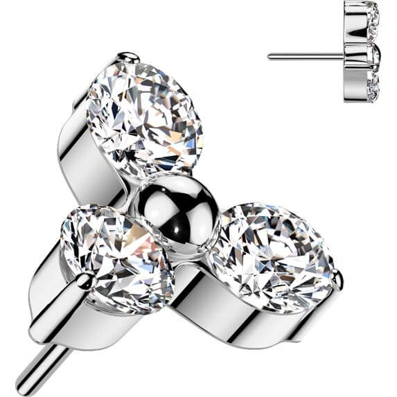 Solid Gold 14 Carat top zirconia prong setting Push-In