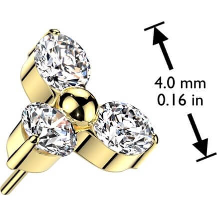Solid Gold 14 Carat top zirconia prong setting Push-In
