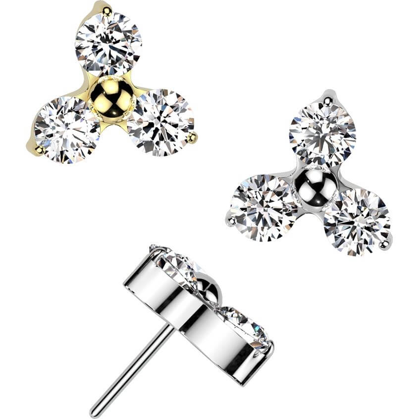Solid Gold 14 Carat top zirconia prong setting Push-In