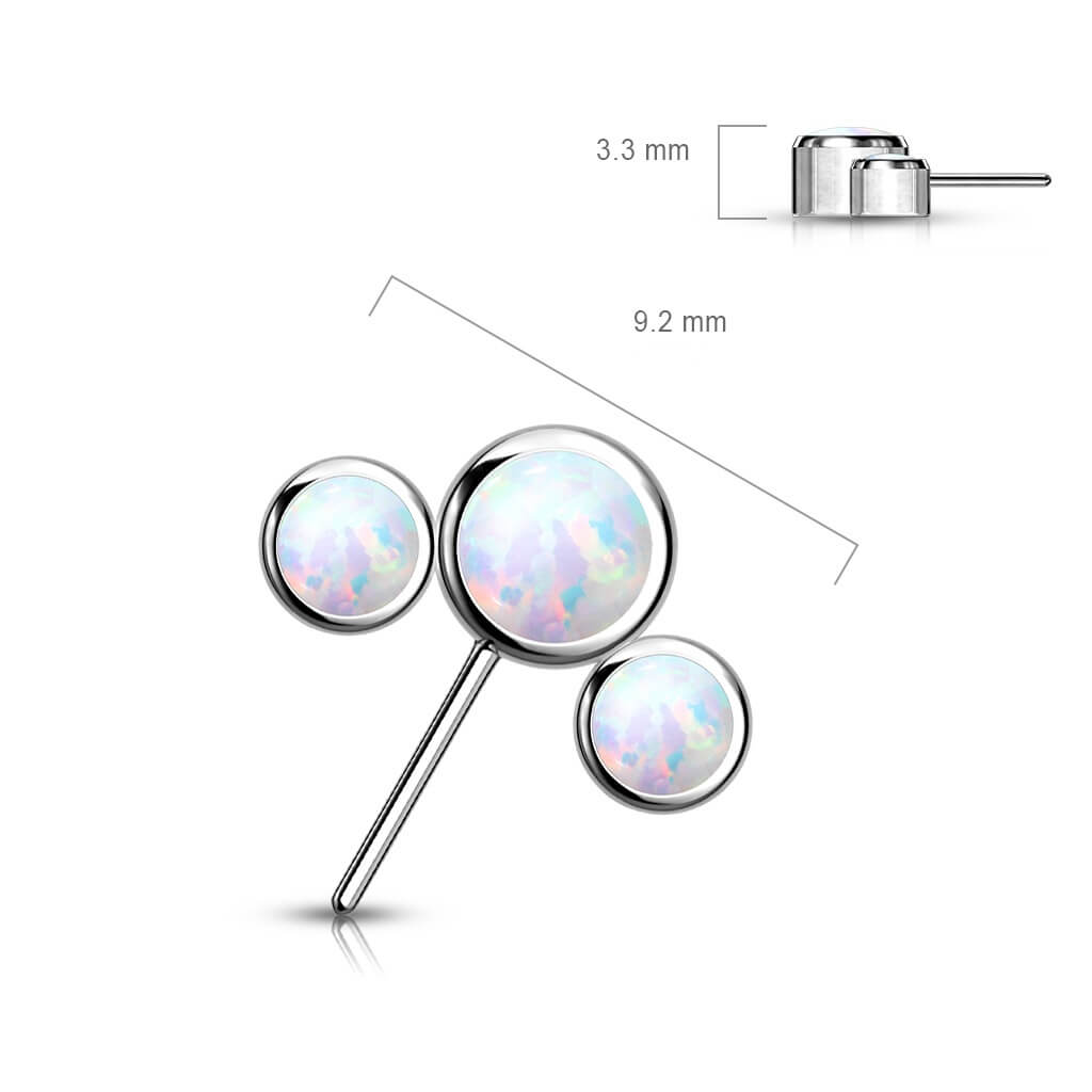 Titanium top 3 opals bezel settting Push-In