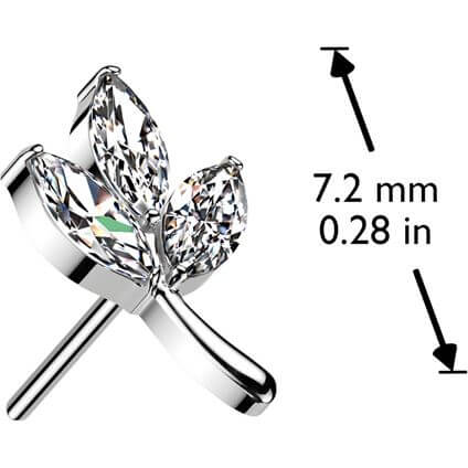 Titanium top leaf marquise cut zirconia Push-In