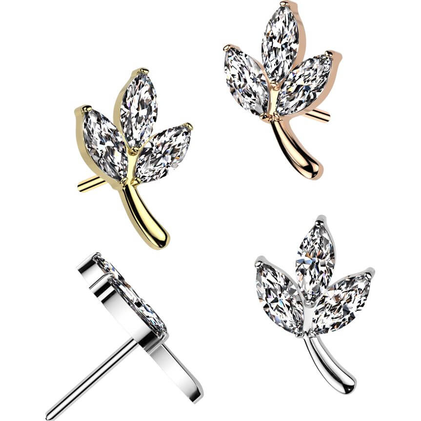 Titanium top leaf marquise cut zirconia Push-In
